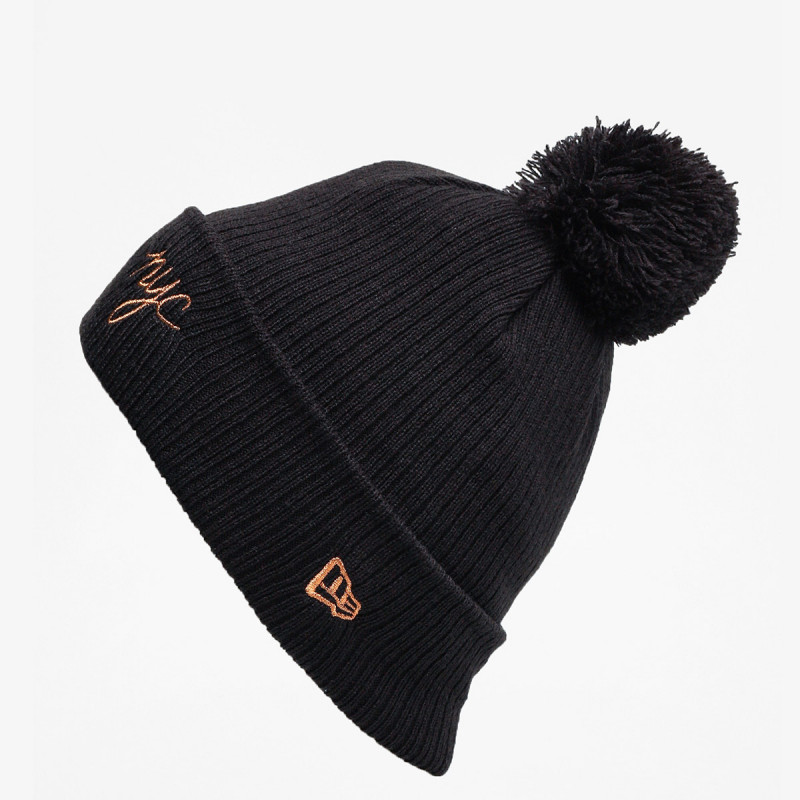 New Era KAPA WMNS NYC SCRIPT BOBBLE KNIT NE BLKM 
