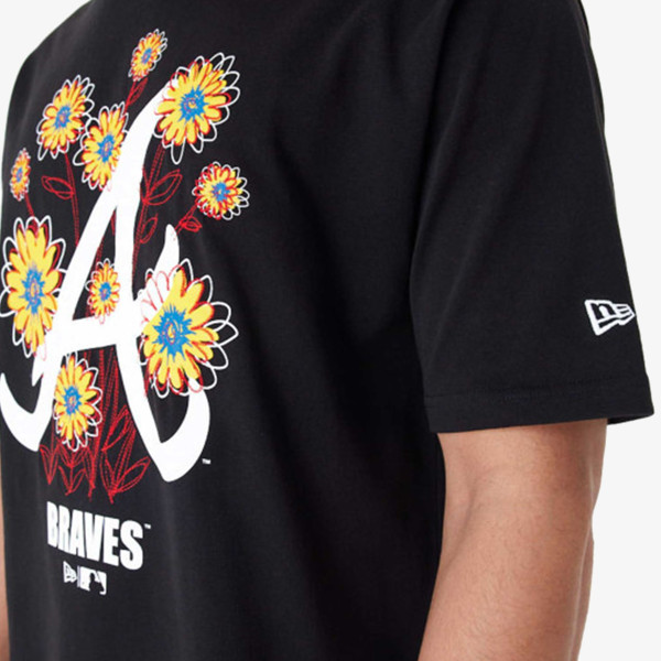 New Era MLB FLORAL LOGO OS TEE ATLBRA  BLKWHI 