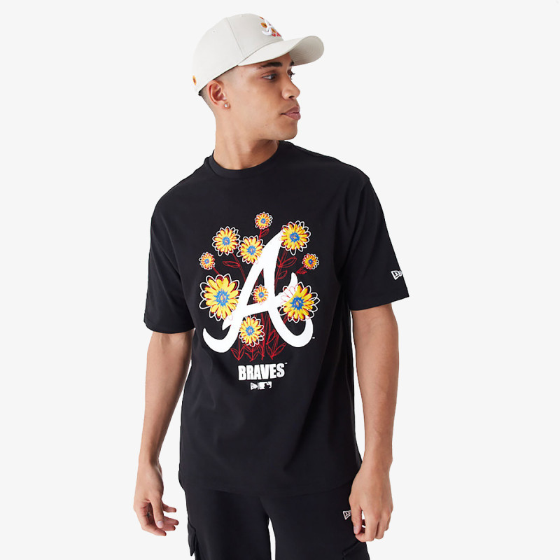 New Era MLB FLORAL LOGO OS TEE ATLBRA  BLKWHI 