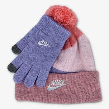 Nike- Haddad КОМПЛЕКТ HEATHER BLOCK POM BEANIE SET 