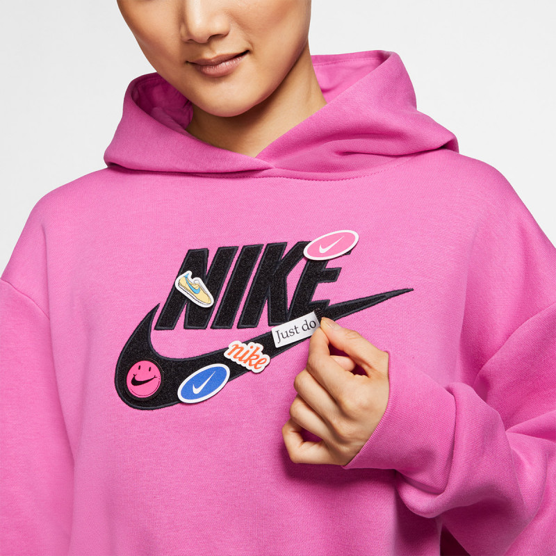 Nike w nsw icn clsh flc hoodie bb hotsell