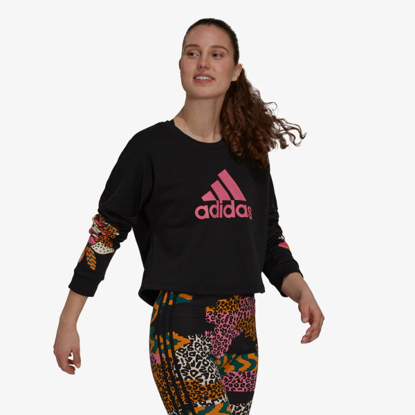 adidas Суитшърт FARM PRINT LOOSE CROPPED LOGO 